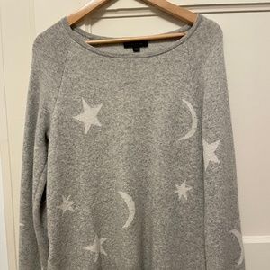 Ann Taylor winter moon star soft grey cozy sweater size Large